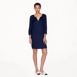 J. Crew Navy Blue Leopard Print Silk Dress 4